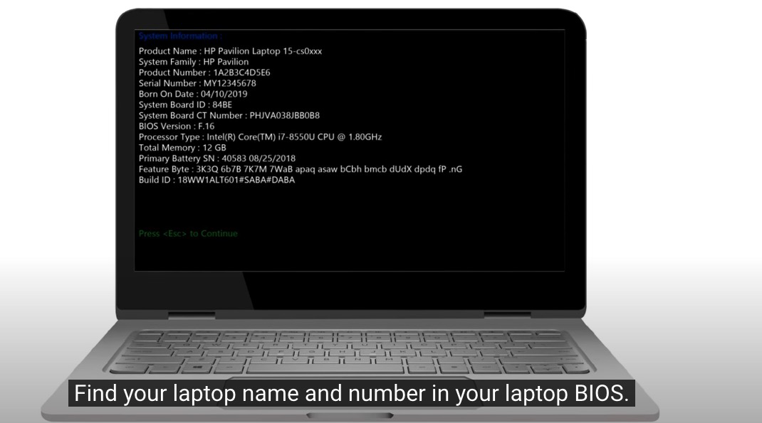 Model Number Of Your Laptop Using Access Of BIOS